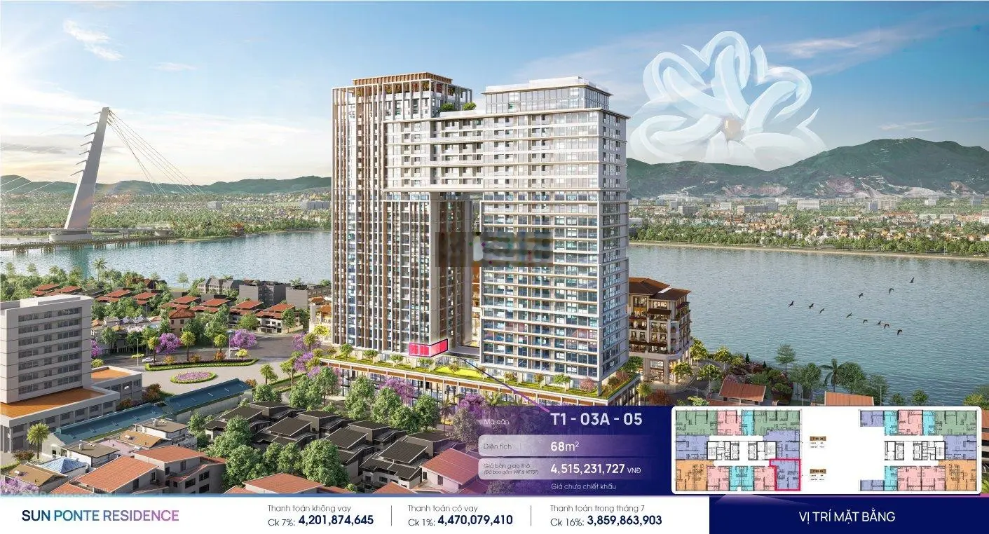 Độc quyền căn góc 2PN view cầu Rồng của Sungroup giá 3,859 tỷ (full giá) - mua trực tiếp CDT