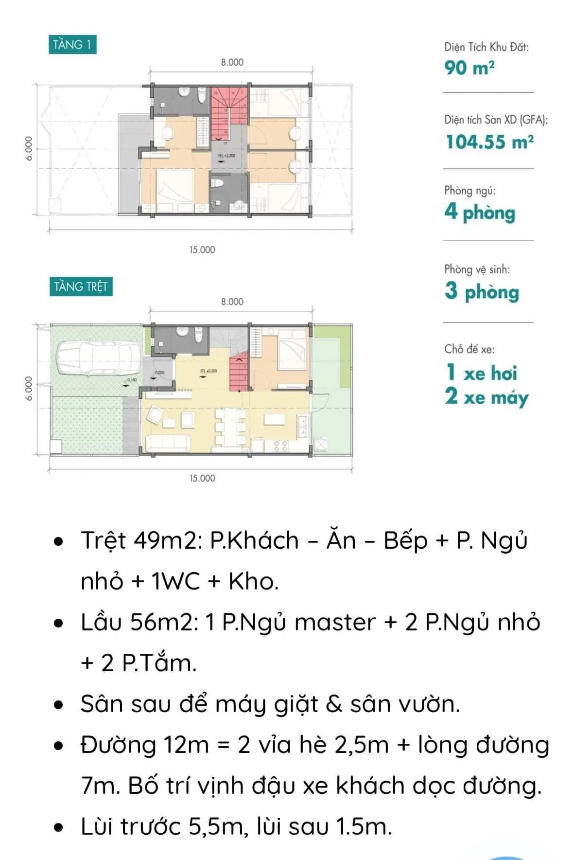 Cần bán nhà phố Waterpoint Long An, 1 trệt 1 lầu (90m2) giá 3,07 tỷ LH 0906 499 ***