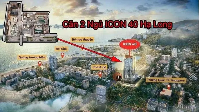 CC Cần bán căn hộ nghỉ dưỡng cao cấp. Căn 2 phòng ngủ + 2VS thuộc tòa ICON40 cao nhất Hạ Long.