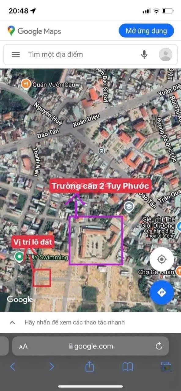 SANG PHIẾU NHANH 5 LÔ ĐẤT CÁCH TRƯỜNG CẤP 2 TUY PHƯỚC VÀI BƯỚC CHÂN GIÁ CHỈ 1.280 TỶ