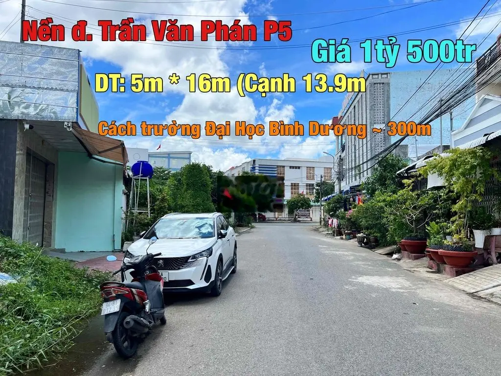 Nền đường Trần Văn Phán phường 5 (Gần trường Đại Học Bình Dương)