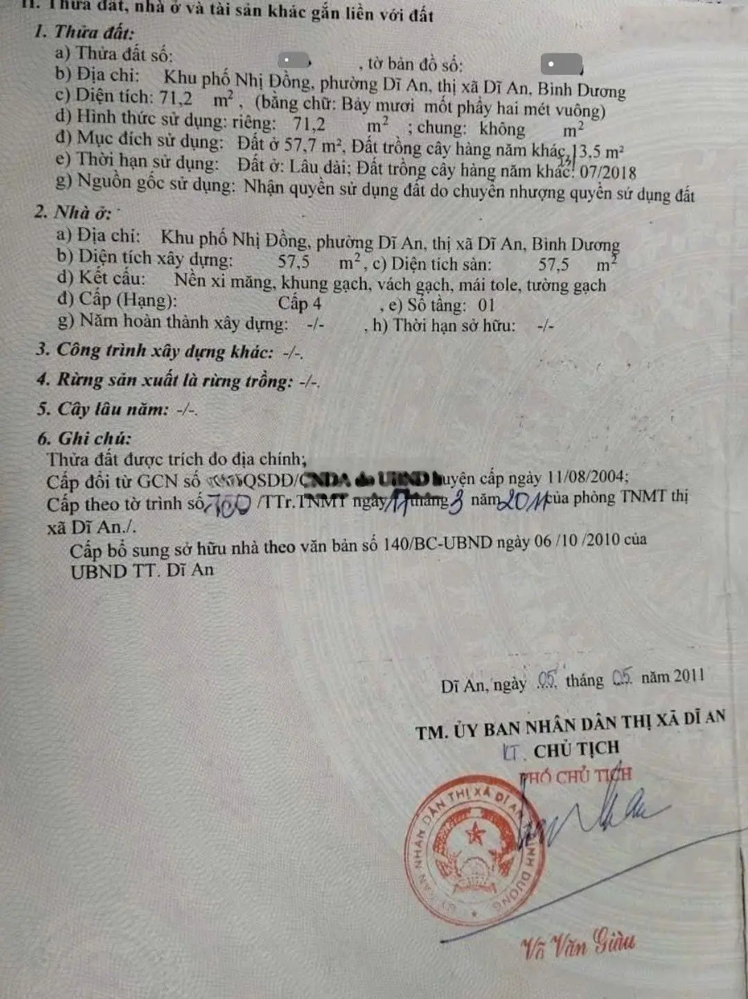 Bán nhà 1 trệt 1 lầu 71m2 3ty5 TL ngay trung tâm Dĩ An, cách đường Ngô Thị Nhậm 100m p. Dĩ An