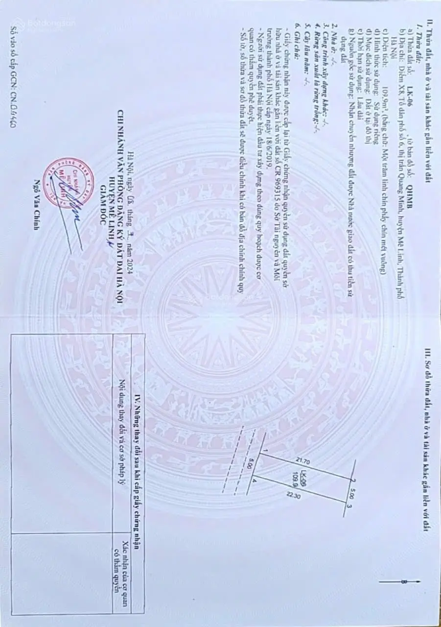 bán đất, đấu giá, quang minh, mê linh, 103m, mt 5m, đường 7m, sđỏ, giá 5x tr/m