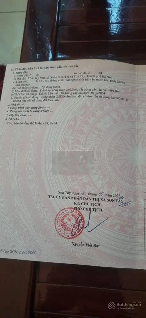 Chính chủ bán đất thổ cư Xuân Sơn, thị xã Sơn Tây