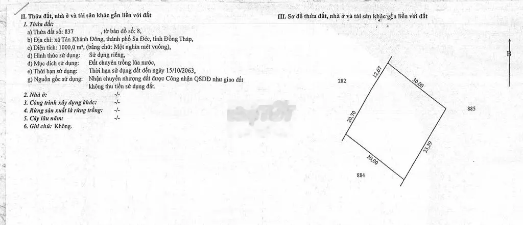 Bán 3300m2 đất mặt tiền Tỉnh lộ 848