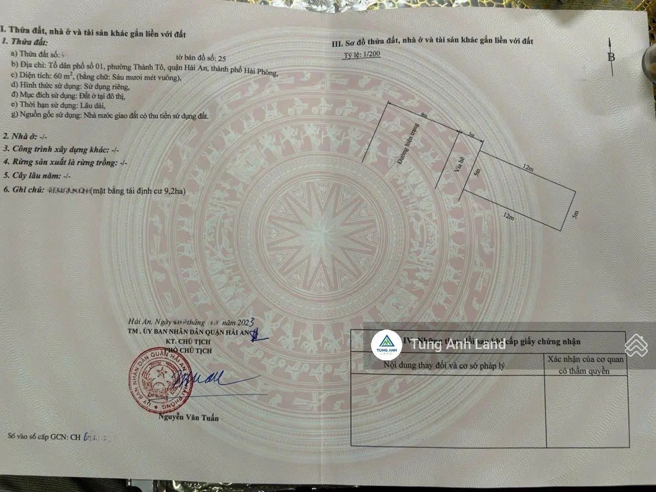 Bán lô đất trục chính tại Thành Tô, Hải An, Hải Phòng. Diện tích 60m2, giá 4,2 tỷ