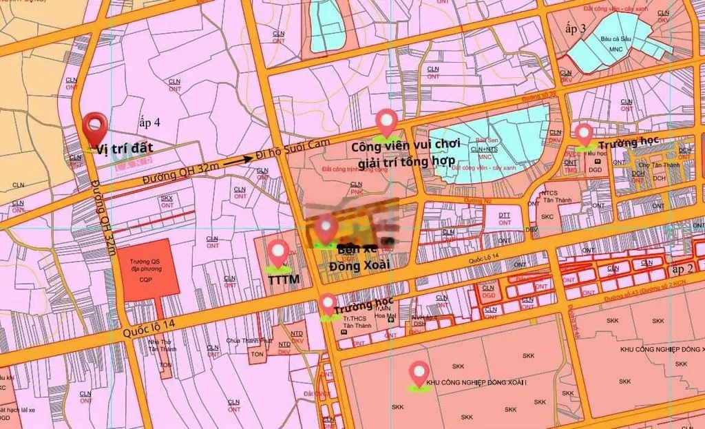 Đất Thành phố Đồng Xoài, đường Quốc lộ 14 vào 500m