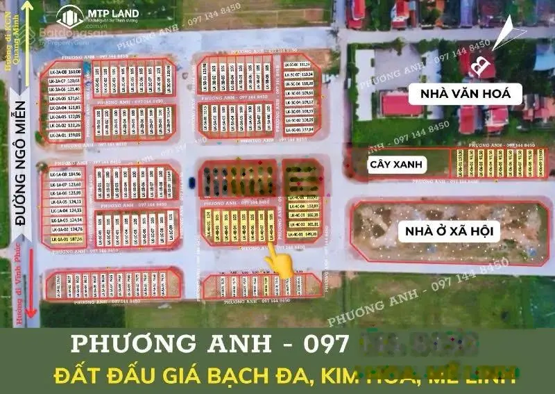 Duy nhất lô 3 mặt tiền giá chênh rẻ nhất khu đấu giá tại Bạch Đa, Kim Hoa, Mê Linh, Hà Nội.