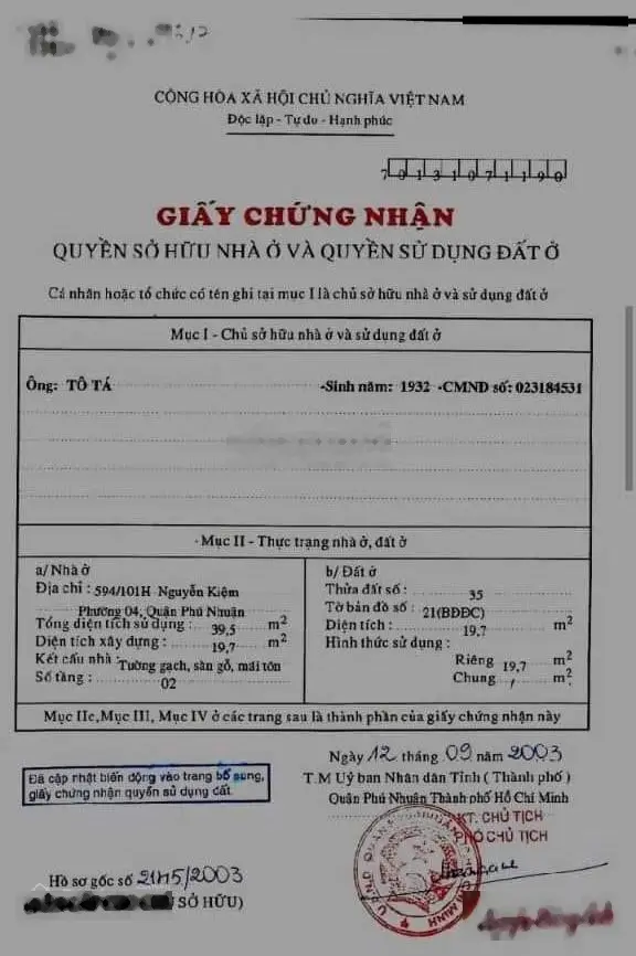 CẦN SANG GẤP !!! Nhà 594/101H Nguyễn Kiệm- Phú Nhuận- Giá 3,35 tỷ