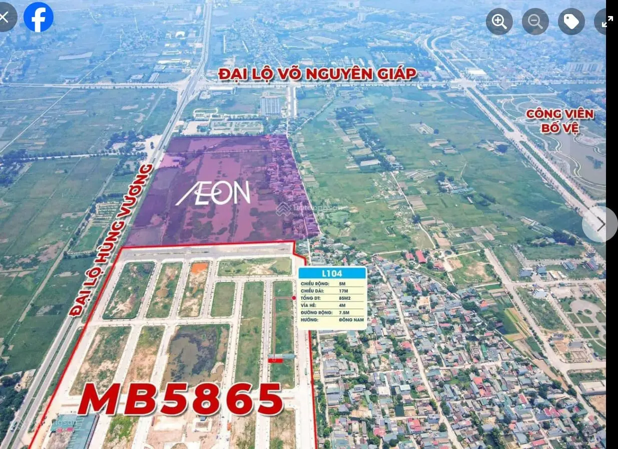 Bán lô đất Quảng Thành - giáp ngay với Aeon Thanh Hóa - S 85m2 - sổ đỏ