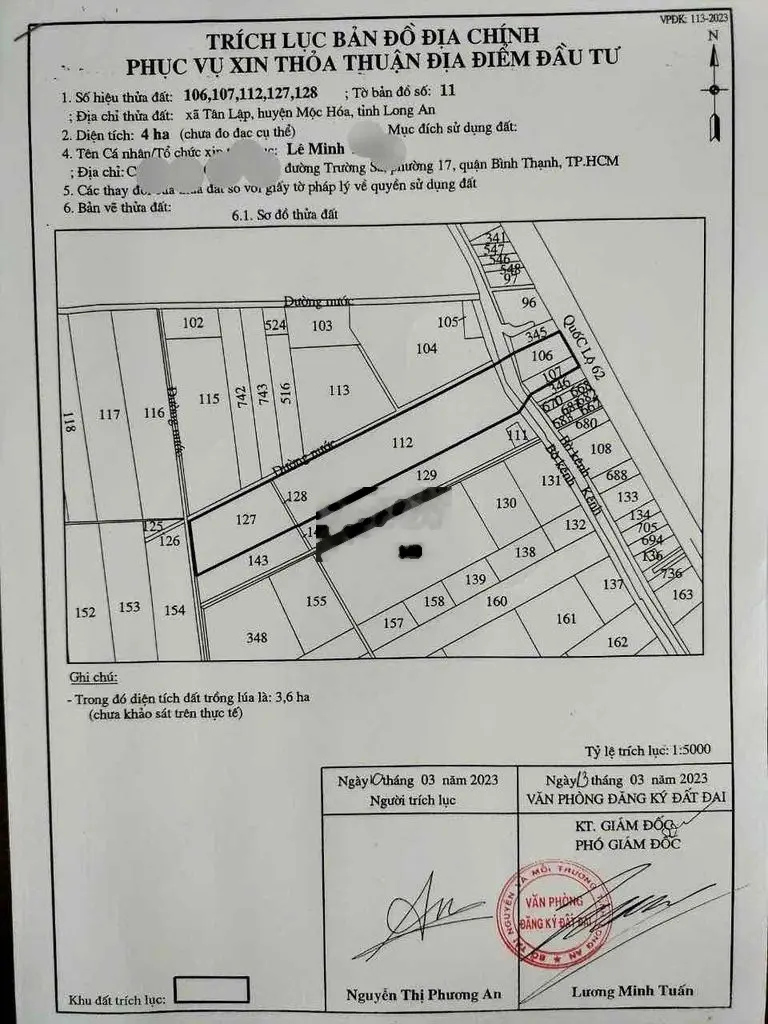 4ha đất SKC đợi nộp thuế, có sẵn 4000m2 thổ cư đoạn ngoài mặt tiền QL