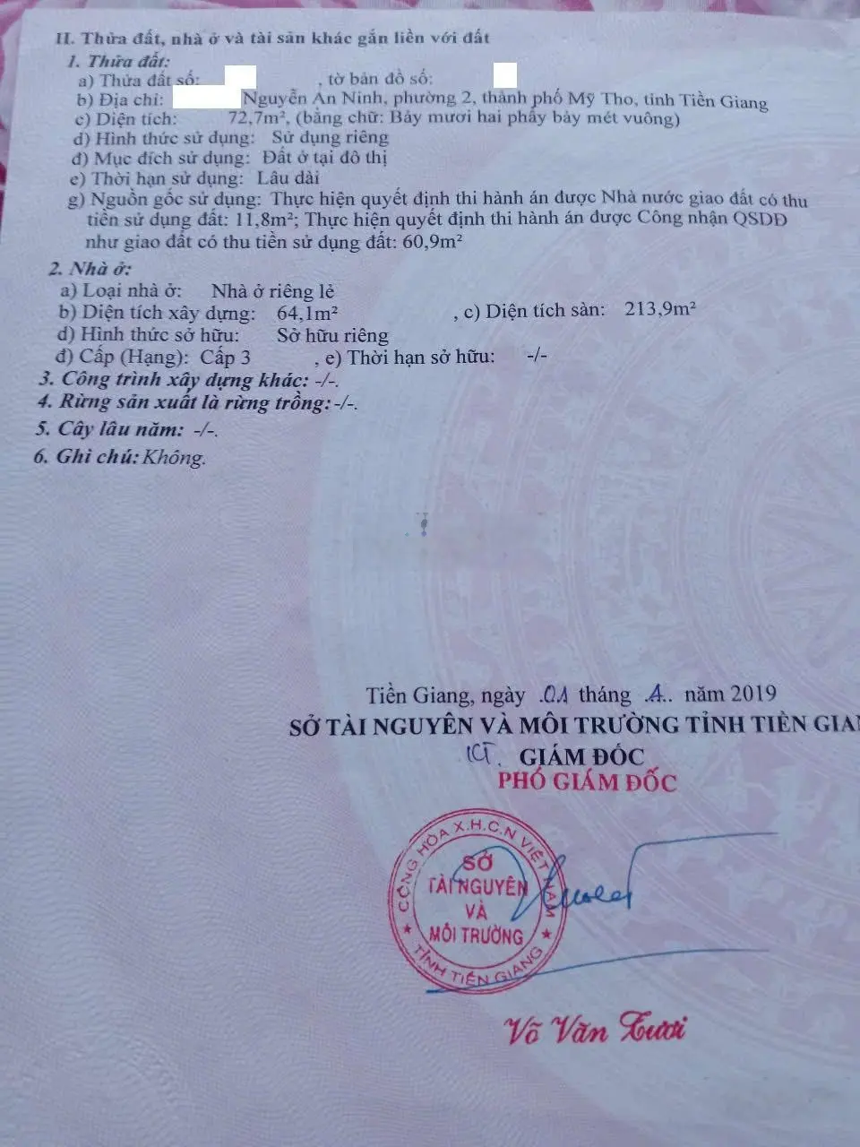 Bán nhà riêng 1,68 tỷ, 72,7m2, 6PN, 3WC tại Nguyễn An Ninh, p 2, Mỹ Tho, Tiền Giang, giá tốt