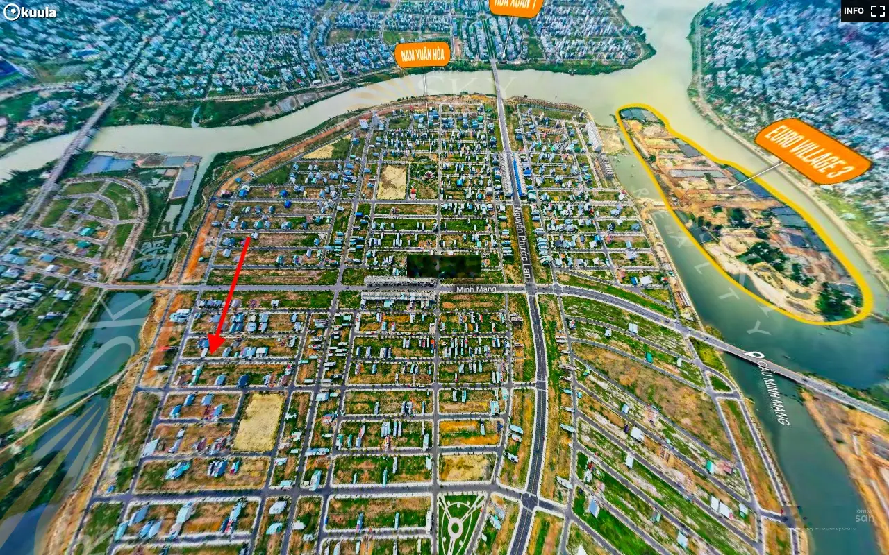 Chào bán Nam Hoà Xuân lô tuyệt đẹp ven sông đối lưng Minh Mạng 110m2 - hướng Đông Nam