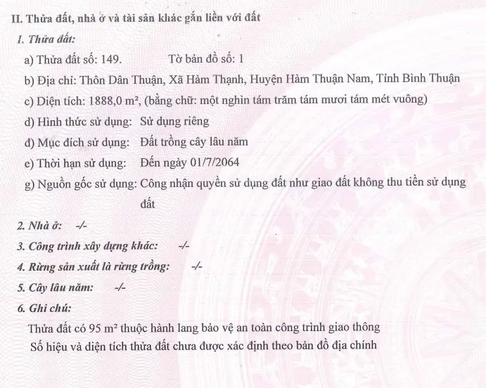 Thông báo bán đấu giá tài sản ngân hàng MSB, thôn Dân Thuận, Xã Hàm Thạnh (Lần 2)