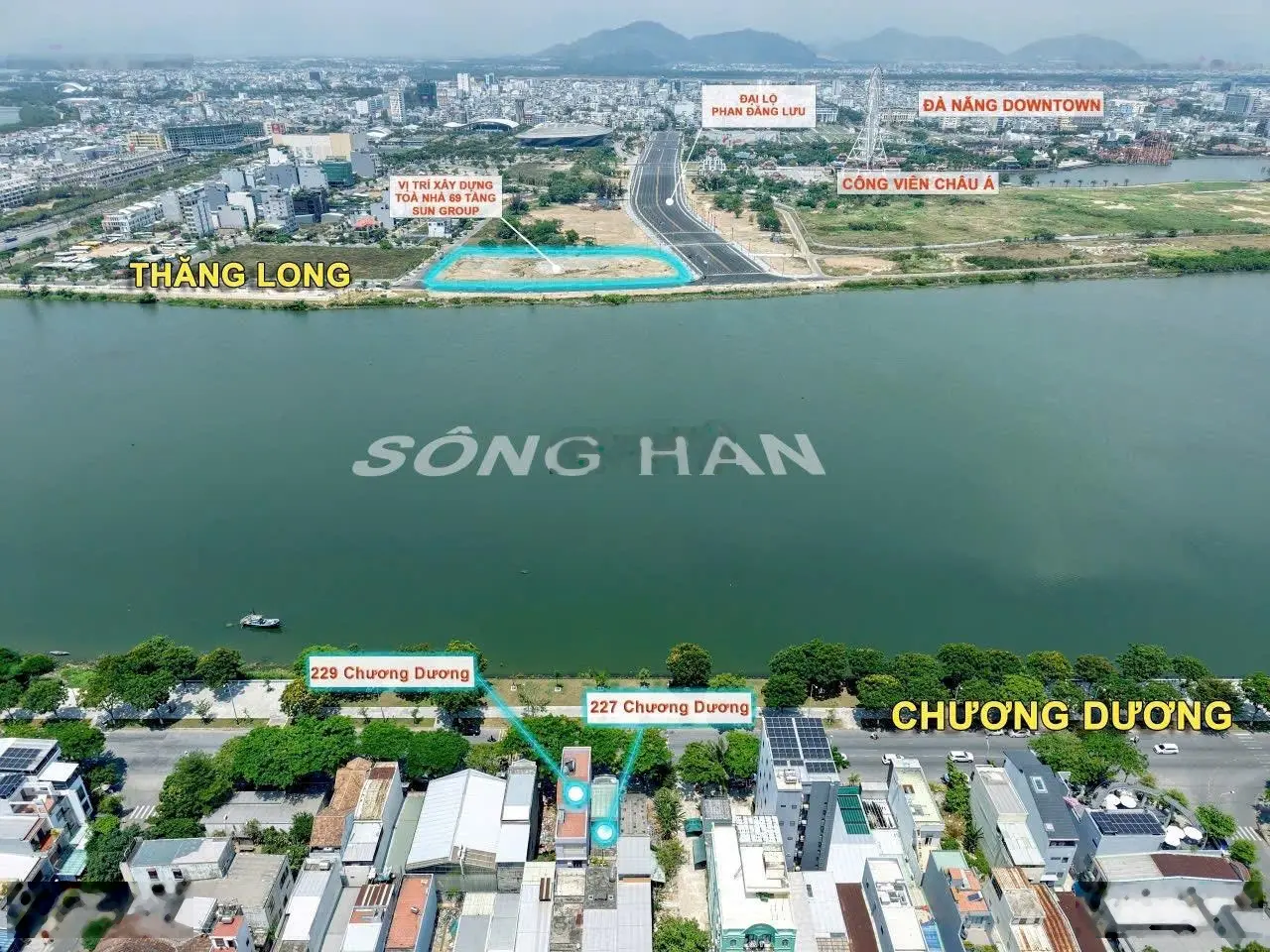 Chào bán 1 cặp nhà mặt tiền Chương Dương, giá 39 tỷ 10x20m = 200m2, hướng view sông Hàn