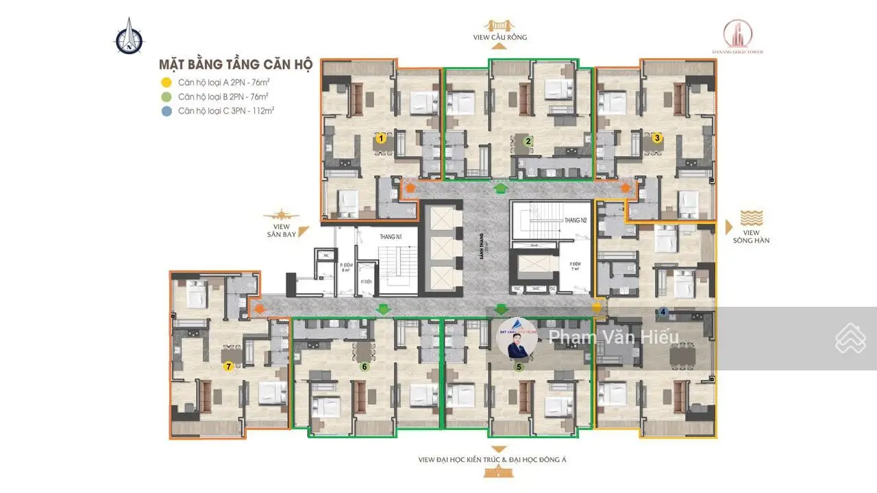 Căn hộ Vista TT Hải Châu ĐN 2PN ven sông Hàn -View pháo hoa-Biển-Ưu đãi 616tr- Gía CĐT:1,2 tỷ (30%)