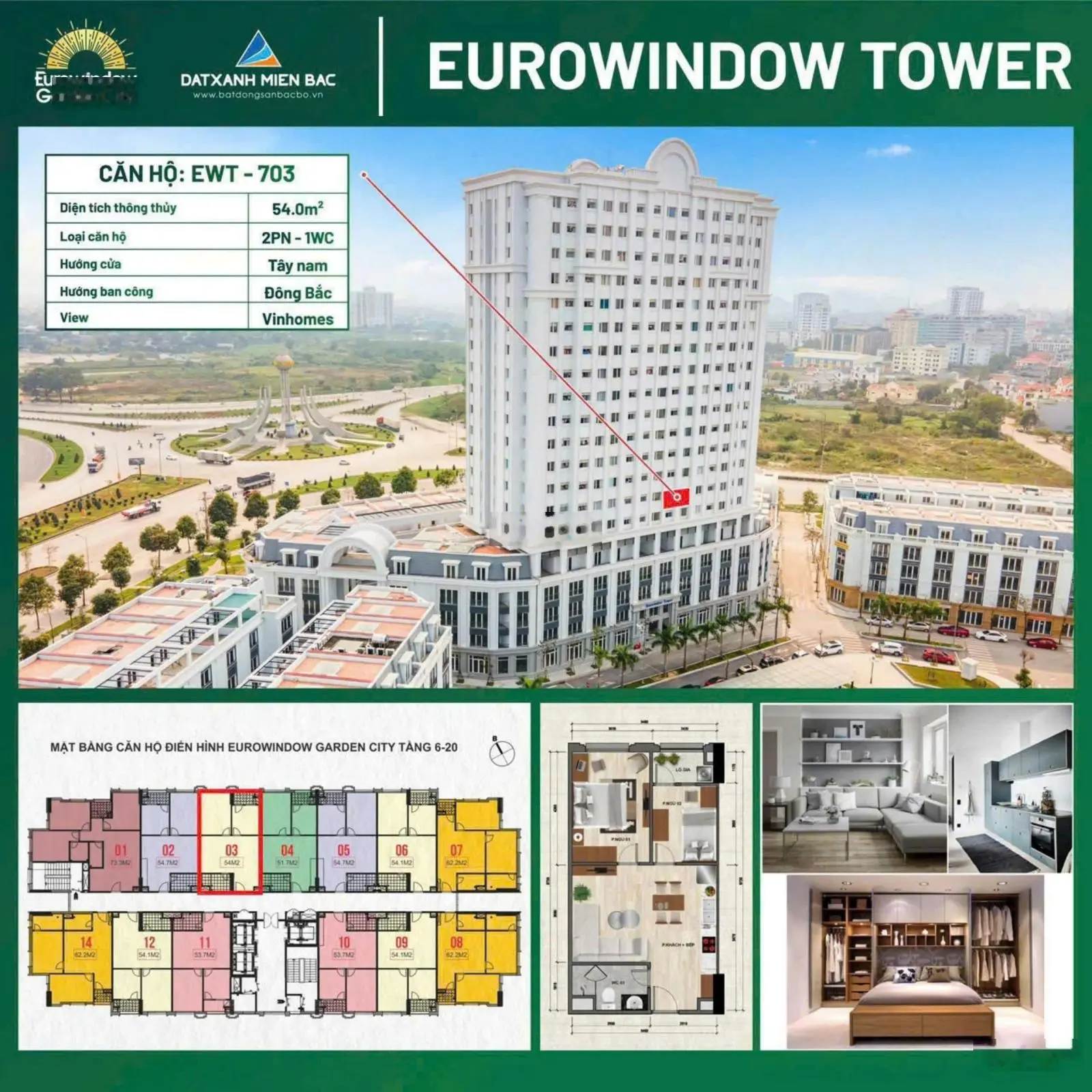 Bán căn hộ 54 m2 chung cư Eurowindow, nguyên bản chủ đầu tư