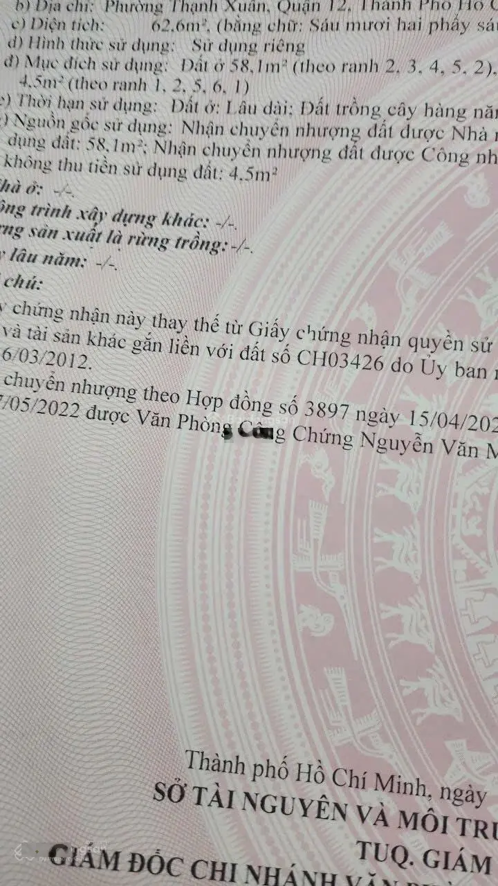 Đất SHR giá tốt còn thương lượng Thạnh Xuân 40, Q12
