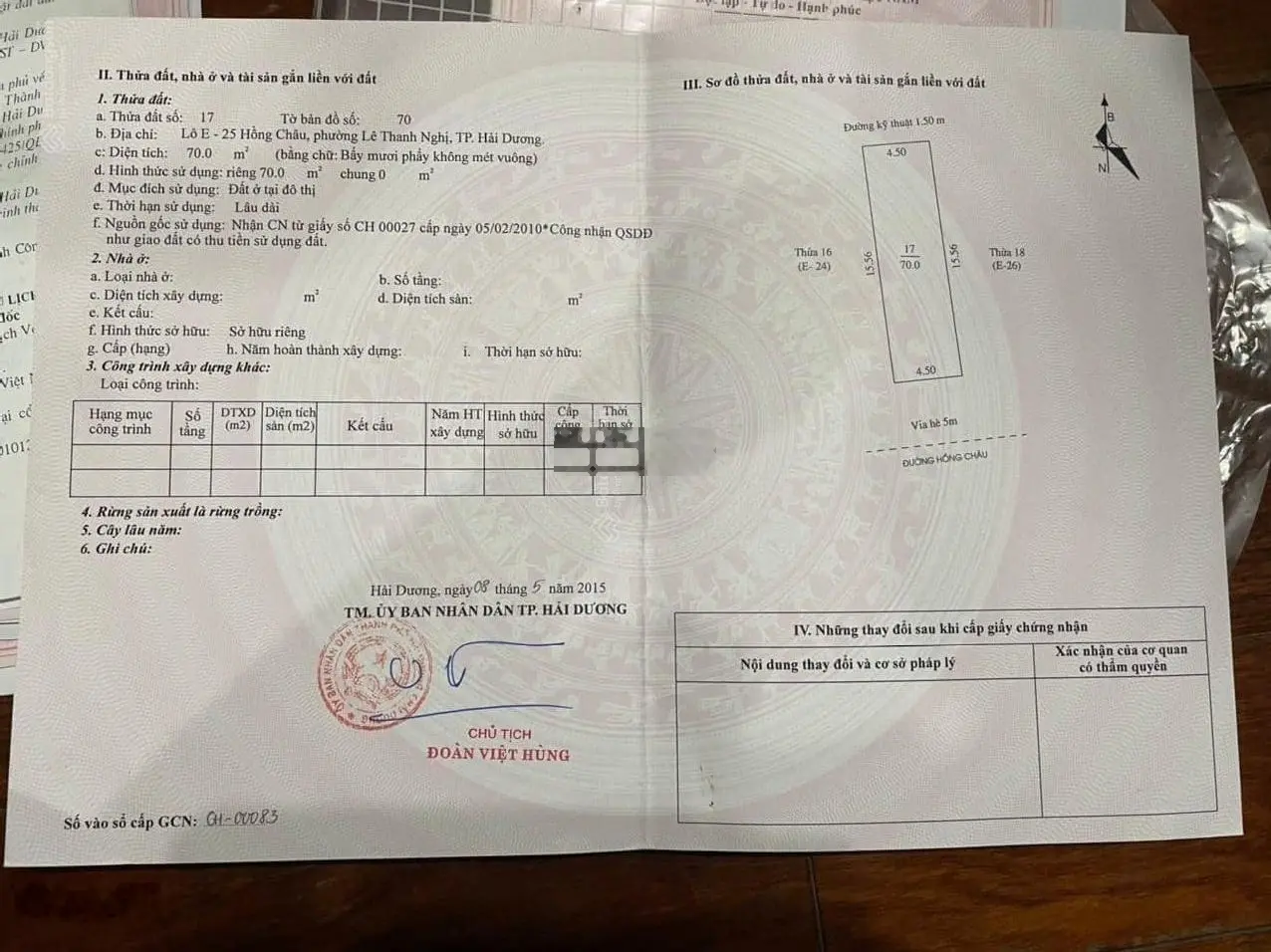 Bán gấp 70m2 đất mặt phố số 122 phố Hải Đông chỉ 4,9 tỷ