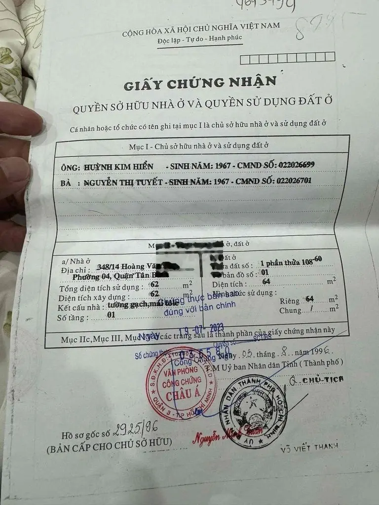 nhà hẻm xe hơi đường hoàng văn thụ gần ngả tư bảy hiền
