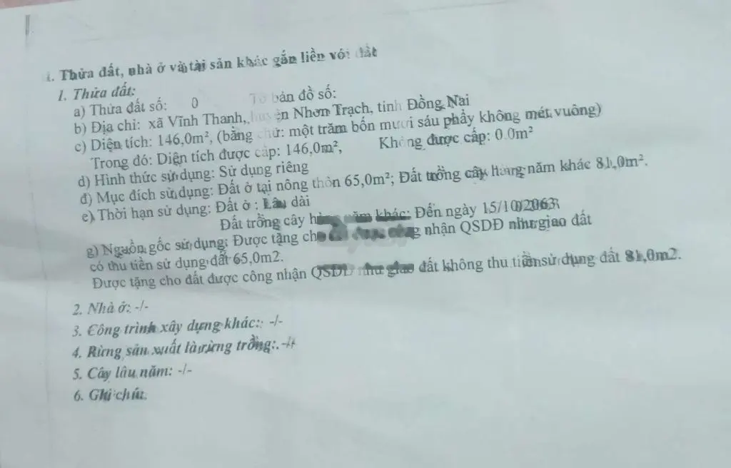 Bán nhà chính chủ 146m đường Hùng Vương xã Vĩnh Thanh huyện Nhơn Trạch