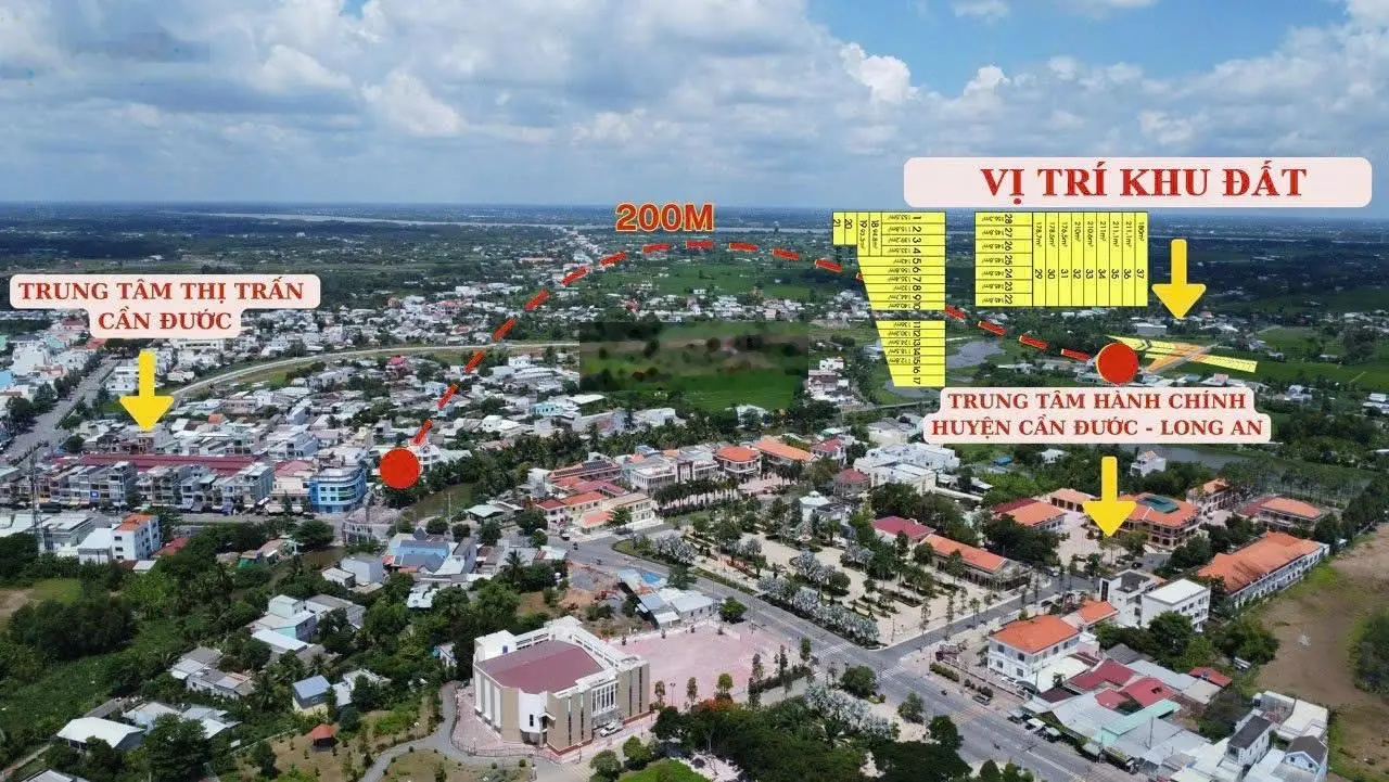 Đất 2 mặt tiền kinh doanh chợ cần đước, sổ hồng riêng 22 triệu/1m2 145m2 thổ cư