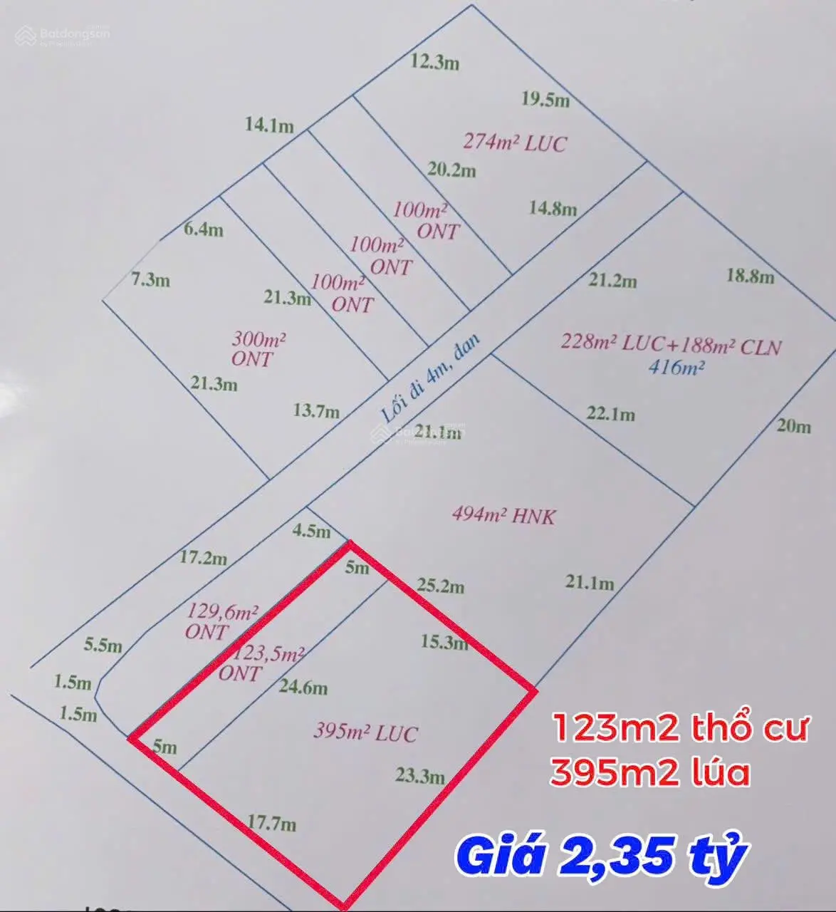 Bán 518m2 có sẵn 123m2 thổ, lý tưởng làm nhà vườn , giá rẻ, gần QL50B sắp mở