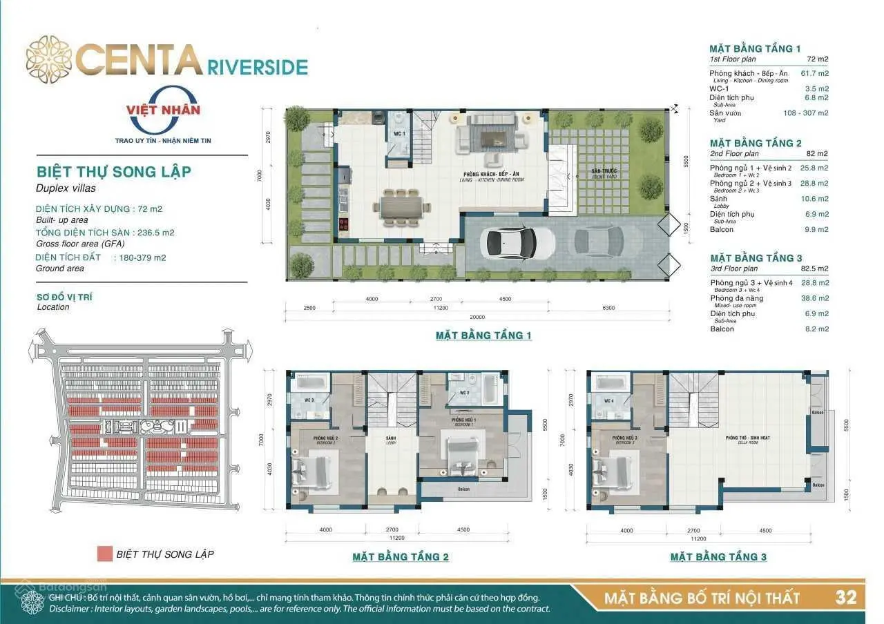 Bán biệt thự 200m2 tại Centa Riverside Từ Sơn giá nhỉnh 44tr ngay sát Long Biên Ninh Hiệp