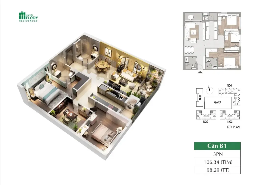 Vốn chỉ 650tr sở hữu ngay căn 3PN view nội khu cực đẹp tại dự án Melody Linh Đàm - Hoàng Mai