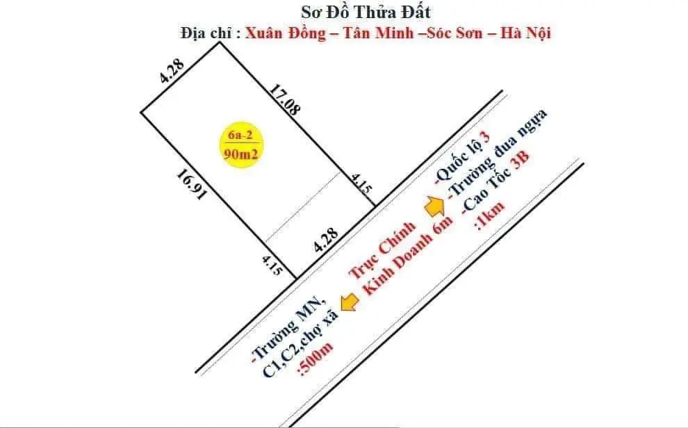 90m2 trục chính Xuân Đồng - Tân Minh - Sóc Sơn - HN giá đầu tư