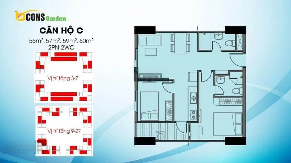 Chủ gửi bán gấp căn 2PN 2WC - logia - Bcons Garden. Giá chỉ 1 tỷ 4 bao trọn thuế phí sang tên