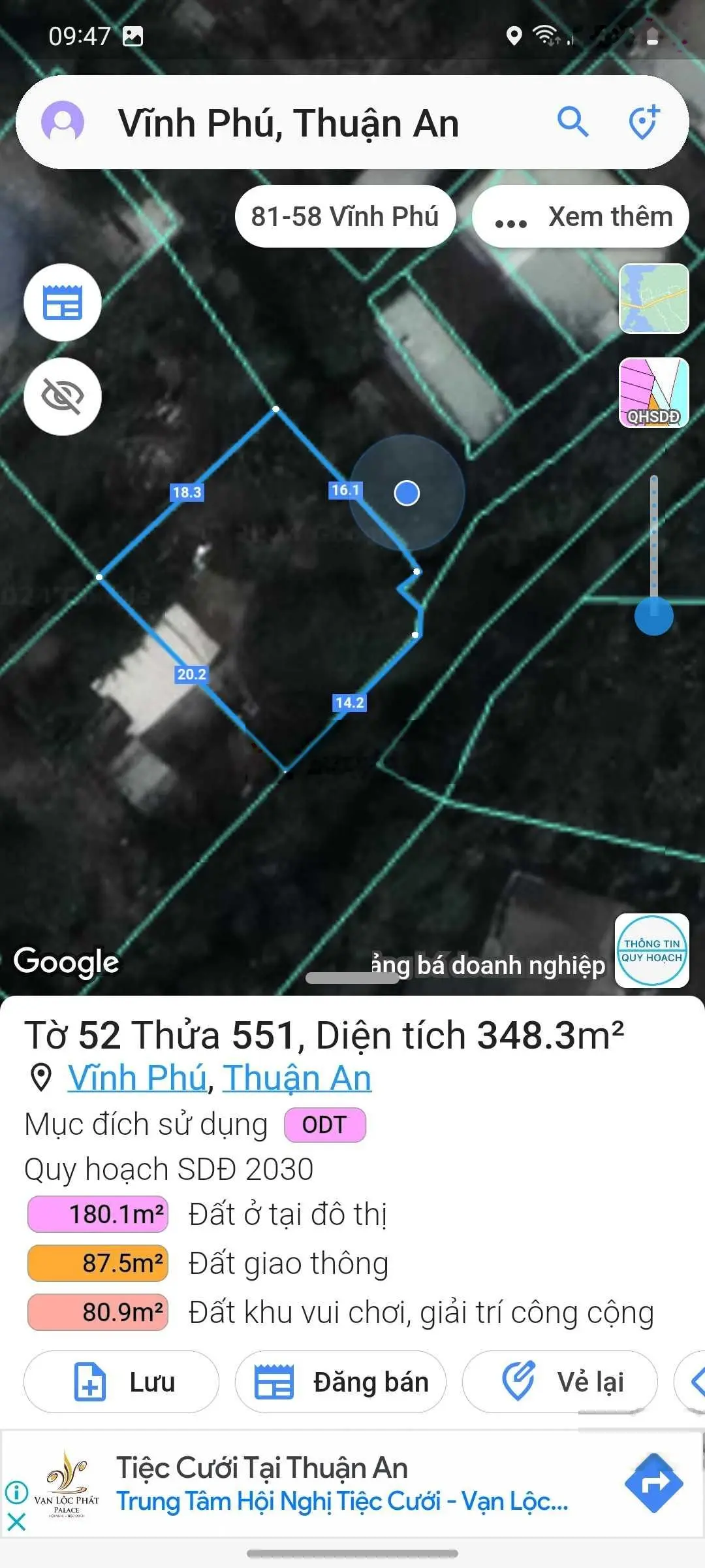 Đất biệt thự 935m2 chỉ 15tr/m2 mặt tiền đường lớn, sát sông sài gòn
