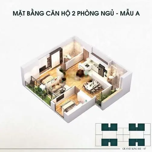 Độc quyền! Quỹ căn 3N nhỉnh 3tỷ 92m2 Grand Sunlake,ĐN view hồ Văn Quán