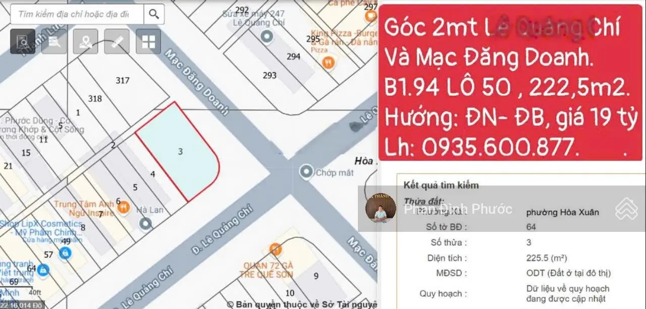 Bán vài lô góc đường lê quảng chí [10m5] tuyến đường sầm uất nhất
