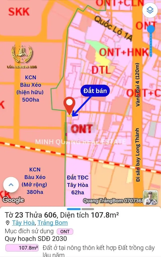 Bán đất 108m2 sát KCN Bàu Xéo, liền kề Vành Đai 4, chỉ 970 triệu TL