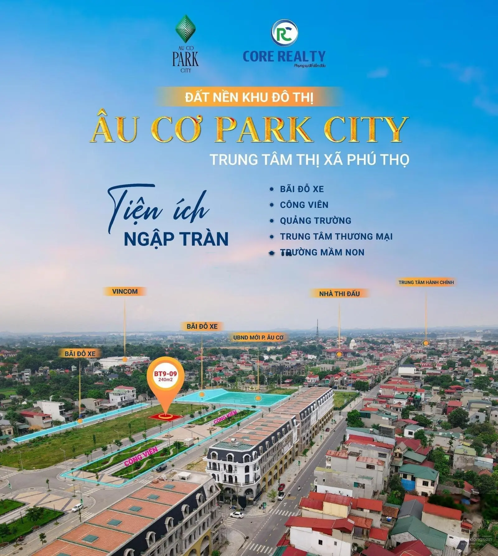 Căn đất nền bt hướng Nam siêu đẹp bt9 - 09 dự án Âu Cơ Park City Phú Thọ