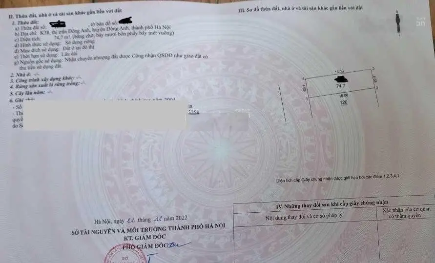 Bám đất tại Đản Dị, Đông Anh. Diện tích 75m2, giá thương lượng