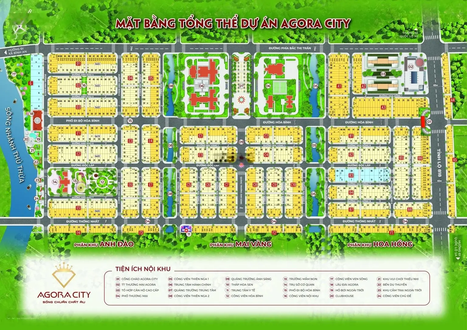 Mở bán GĐ1 KĐT Agora City, Thủ Thừa, Long An, chỉ từ 1.7 tỷ/6x18m, lộ giới 12-40m, SHR từng nền