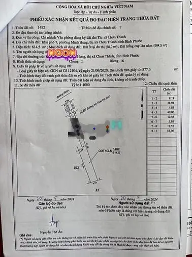MẶT TIỀN ĐƯỜNG NHỰA ĐẠI NAM MINH LẬP 32 mét - có lô đất hơn 600 mét