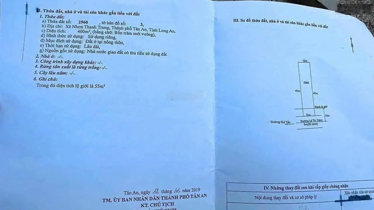 Bán đất mặt tiền nhựa Lê Thị Trăm TP Tân An có 2 lô liền kề, giá đầu tư 0909 480 ***