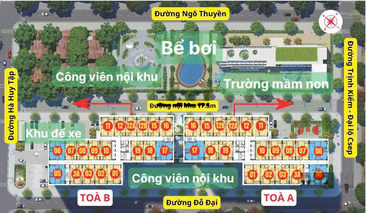 Bán căn hộ chung cư 54.37m2, 2PN, 2 ban công Đông Nam trung tâm thành phố Thanh Hóa