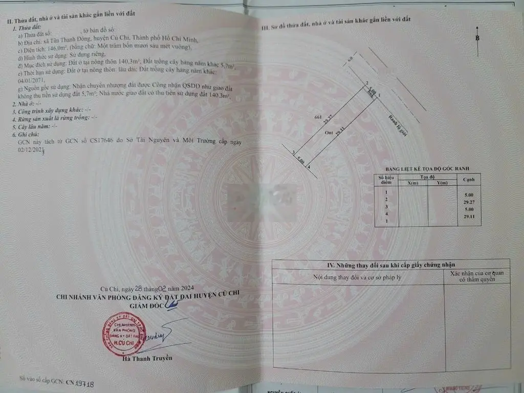 Bán gấp lô đất 146m2 đường Nguyễn Thị Nếp Củ Chi giá 1tỷ050