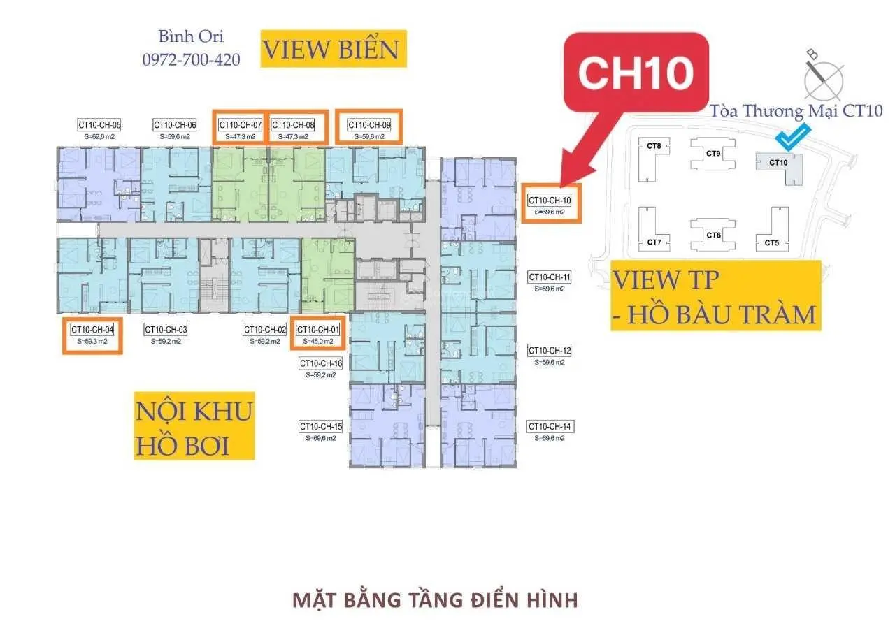 Bán căn hộ view biển, hàng hiếm đẹp nhất CT10 chung cư Ori Garden - Giá rẻ Ngoại giao. 0972 700 ***