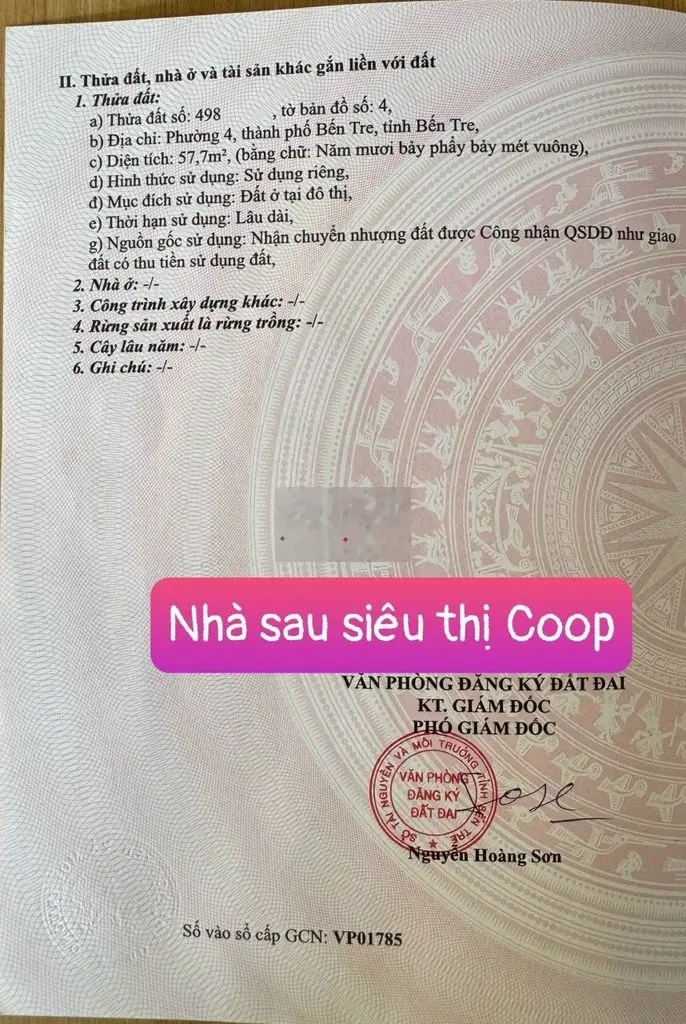 NHÀ P4 FULL THỔ QH ĐẤT Ở SAU LƯNG COPMART