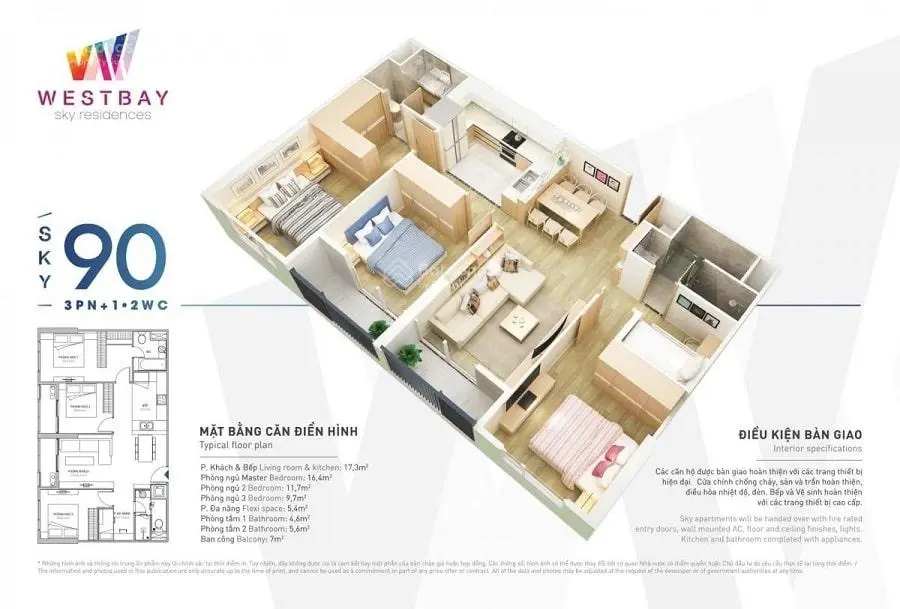 Bán nhanh căn 3PN 2WC - 90m2 Westbay mặt trước view Hồ Thiên Nga 4tỷ bao phí sẵn sổ đỏ