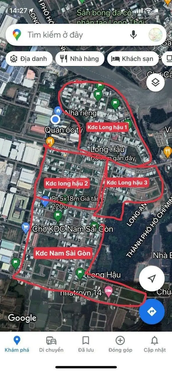 Cần bán gấp lô đất ở KDC Long Hậu đường N6 giá 3 tỷ LG 25m đường Đôi gần Trường Học
