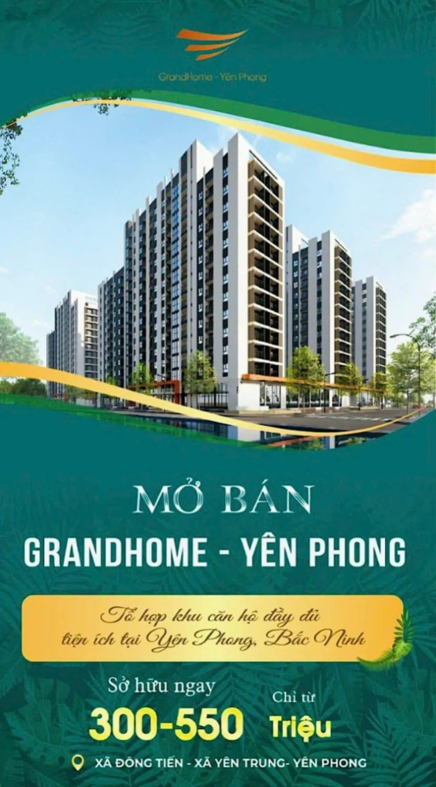 Chuyển nhượng căn hộ 1,,5 ngủ tòa ct2a Grand home Yên Phong tháng 12-2024 nhận nhà