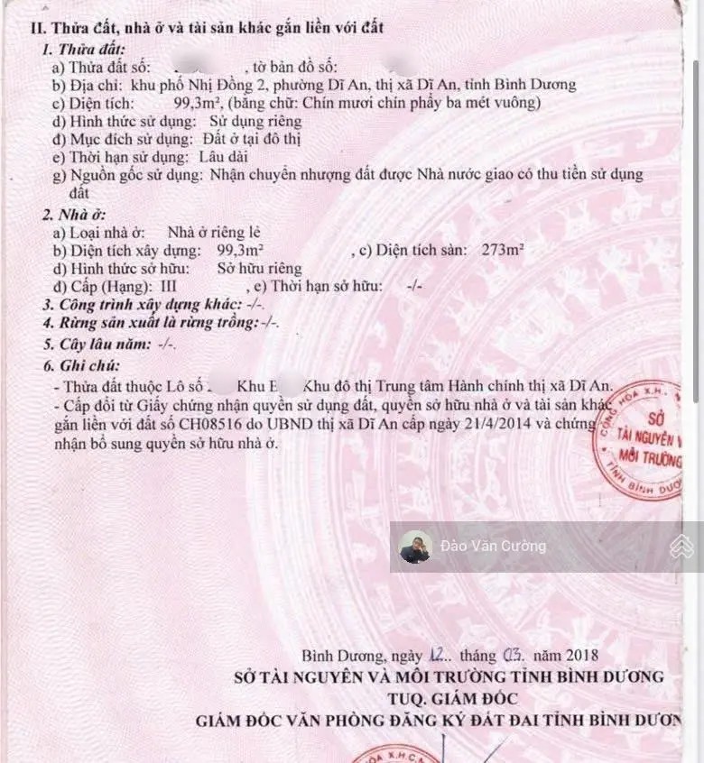 Bán nhà mặt tiền đường 10 trung tâm hành chính dĩ an bình dương 100m2 dts 273m2 giá 7.8ty