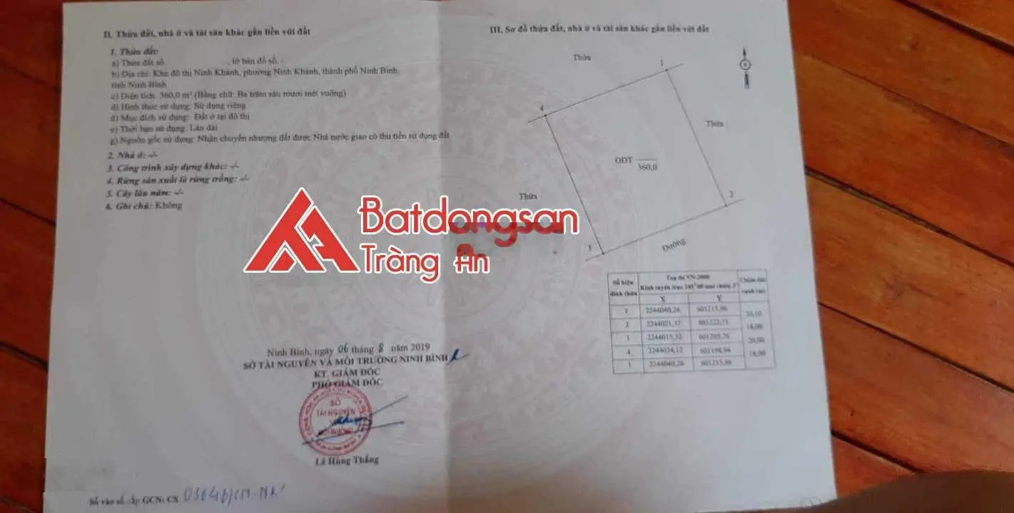 Bán đất nhà vườn khu đô thị Ninh Khánh, Ninh Bình. Diện tích 360m2, giá thương lượng