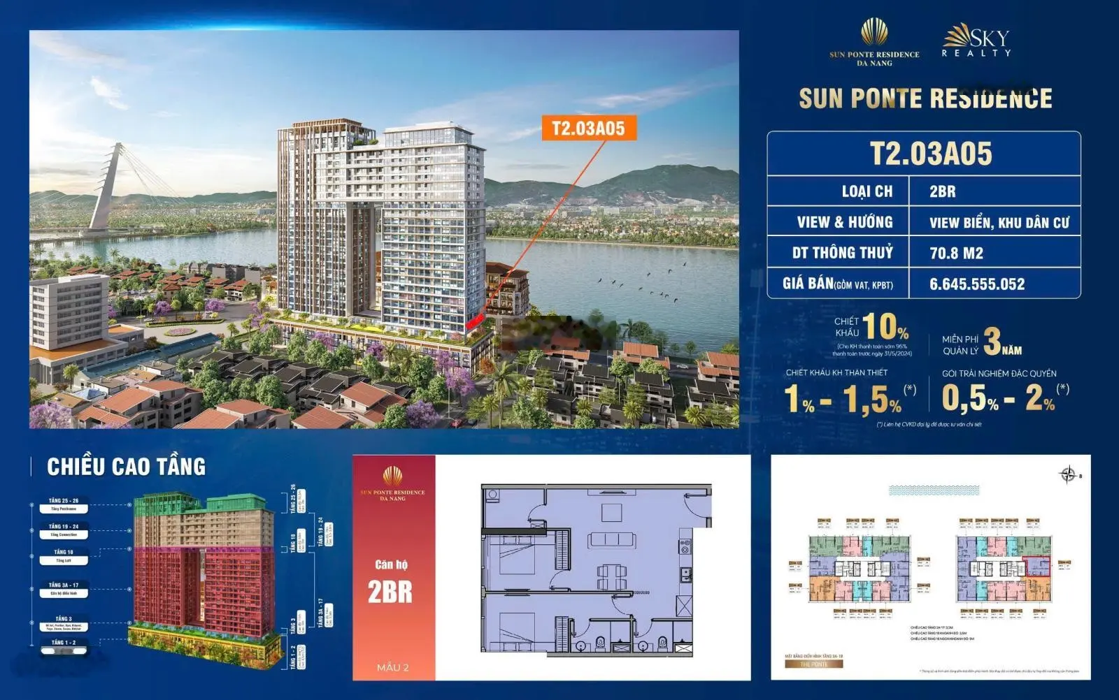 Giỏ hàng thanh khoản chỉ 1,3 tỷ/căn hộ Ponte giá cực sốc, vị trí ngay cầu rồng trung tâm tp đà nẵng